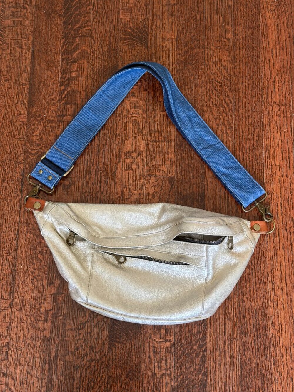 Parker Thatch Metallic Gold Leather Crossbody Belt Bag